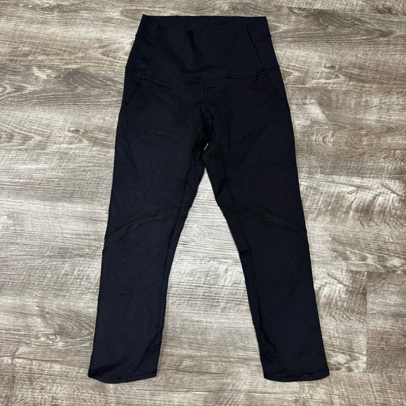 Lululemon Black Cropped Leggings High Waist Size 4 - Picture 1 of 9